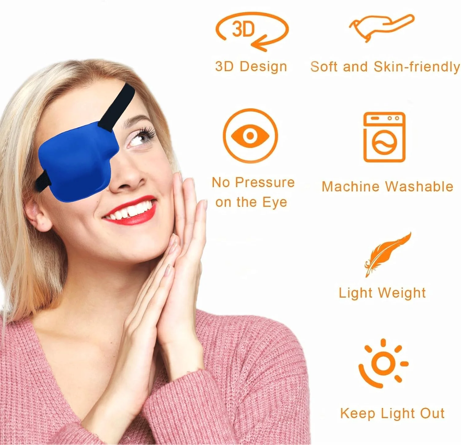 چشم بند سه بعدی برای بزرگسالان و کودکان، چشم بند طبی سه بعدی آمبلیوپی برای چشم راست، آبی