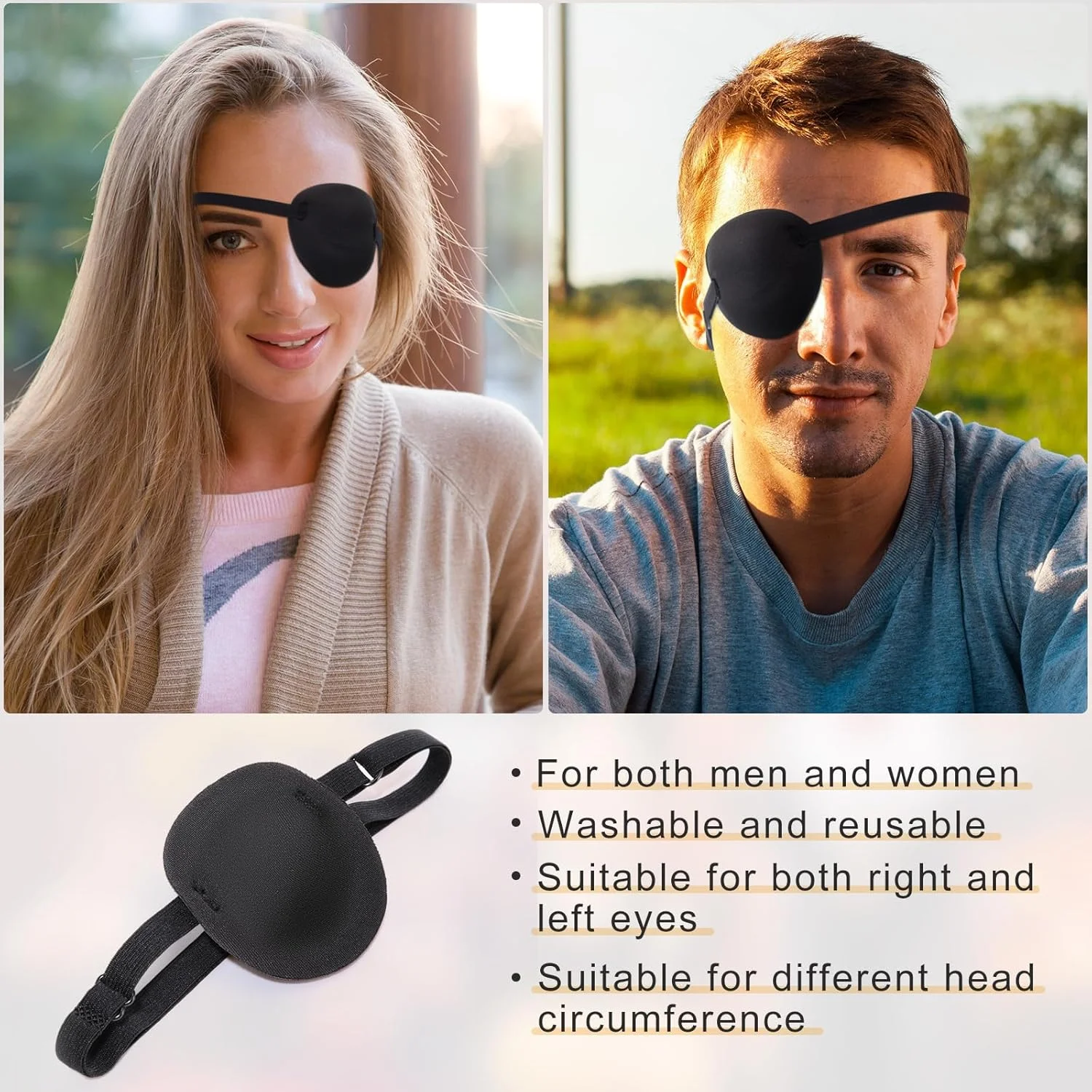 54 عدد پد چشم سه بعدی نوانچو، پدهای چشم تک چشمی قابل تنظیم و راحت برای کودکان و بزرگسالان (مشکی)