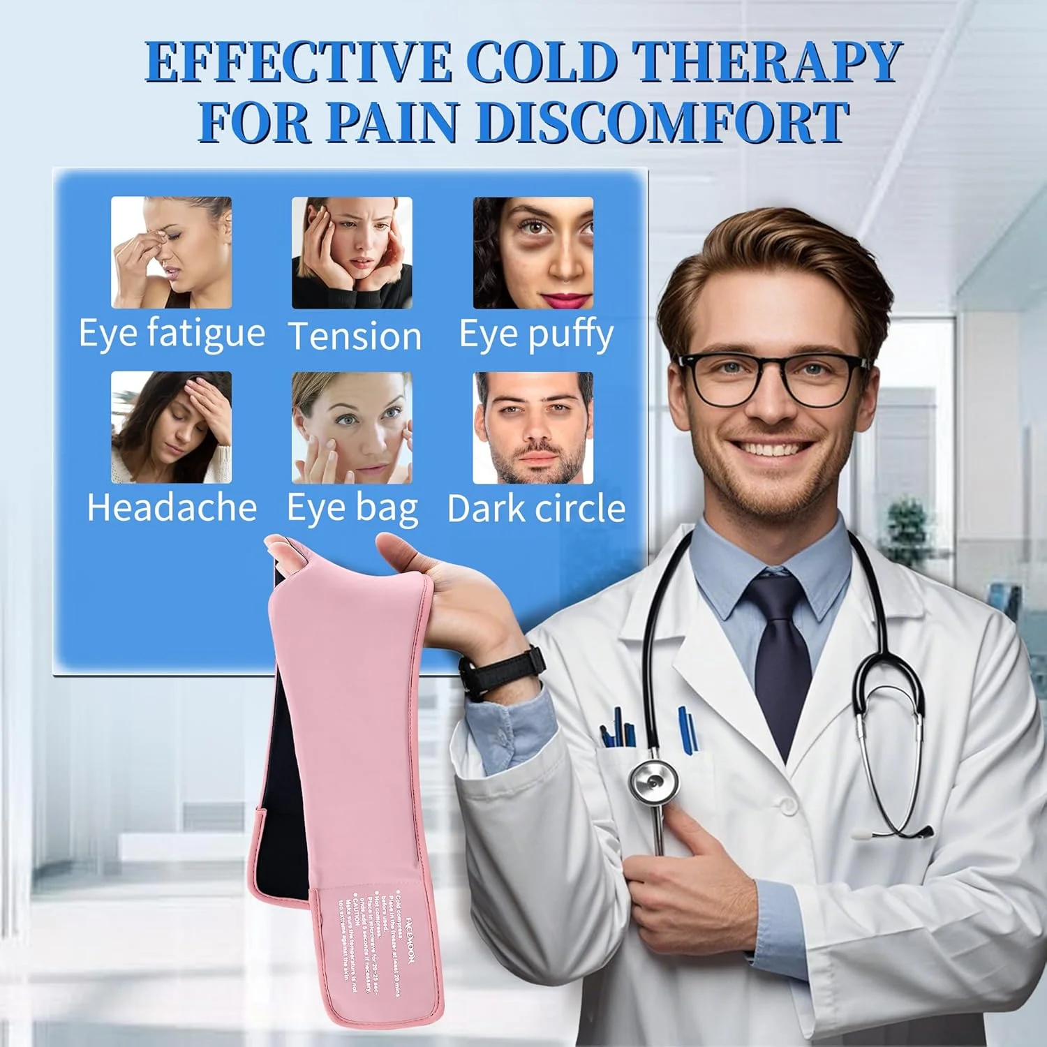 ماسک چشم ژلی خنک کننده برای پف زیر چشم - حلقه های تیره، تسکین میگرن، ماسک خواب قابل استفاده مجدد FACEMOON برای کمپرس سرد یخی، راحتی طولانی مدت برای خشکی چشم، خستگی چشم و کاهش استرس (صورتی)