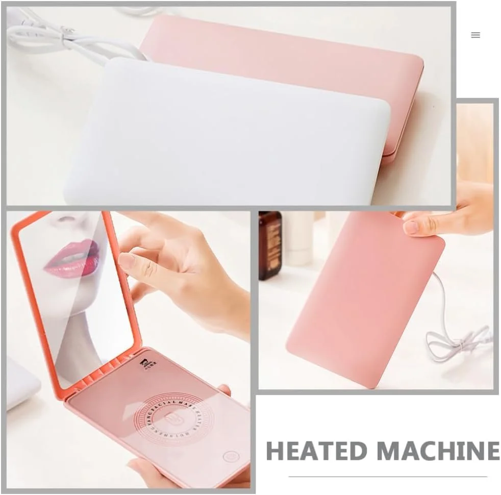 گرم کننده ماسک، آینه آرایشی گرم کننده ماسک، دستگاه گرم کننده ماسک ورقه ای، مراقبت از صورت، گرم کننده ماسک برای مراقبت از پوست، گرم کننده ماسک صورت برای زمستان، صورتی، 17.00X10.50X2.50CM