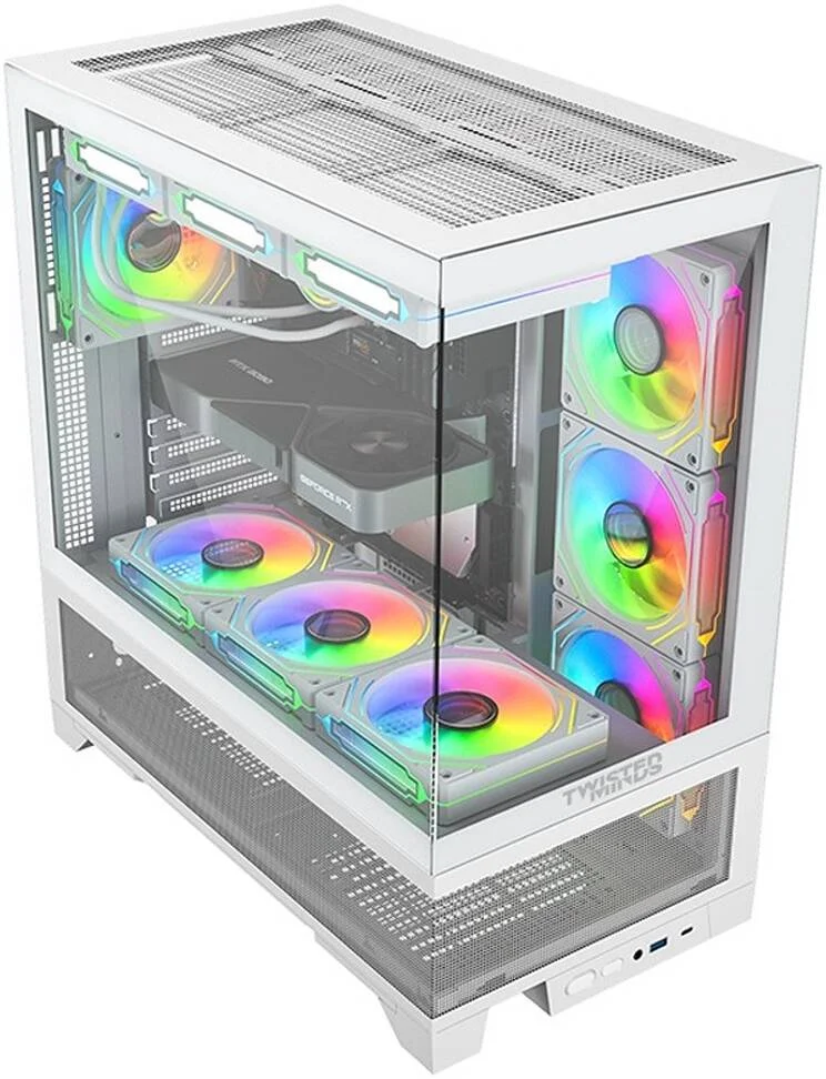 کیس کامپیوتر گیمینگ مید تاور Twisted Minds Phantek-07 ATX، پنل جلویی و جانبی شیشه حرارت دیده + مش، دارای 7 فن RGB از پیش نصب شده، قابلیت نصب 3 عدد هارد دیسک 3.5 اینچی + 3 عدد اس اس دی 2.5 اینچی، پشتیبانی از خنک کننده مایع تا 420 میلی متر، USB 3.0 / Type-C، سفید | TM-245-3-W کیس کامپیوتر گیمینگ مید تاور Twisted Minds Phantek-07 ATX، پنل جلویی و جانبی شیشه حرارت دیده + مش، دارای 7 فن RGB از پیش نصب شده، قابلیت نصب 3 عدد هارد دیسک 3.5 اینچی + 3 عدد اس اس دی 2.5 اینچی، پشتیبانی از خنک کننده مایع تا 420 میلی متر، USB 3.0 / Type-C، سفید | TM-245-3-W