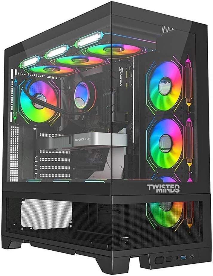 کیس کامپیوتر گیمینگ مید تاور Twisted Minds Phantek-07 ATX، پنل های جلویی و جانبی شیشه حرارت دیده با توری، 7 عدد فن از پیش نصب شده RGB، پشتیبانی از 3 عدد هارد دیسک 3.5 اینچی + 3 عدد SSD 2.5 اینچی، پشتیبانی از AIO تا 420 میلی متر، مشکی | TM-245-3-B کیس کامپیوتر گیمینگ مید تاور Twisted Minds Phantek-07 ATX، پنل های جلویی و جانبی شیشه حرارت دیده با توری، 7 عدد فن از پیش نصب شده RGB، پشتیبانی از 3 عدد هارد دیسک 3.5 اینچی + 3 عدد SSD 2.5 اینچی، پشتیبانی از AIO تا 420 میلی متر، مشکی | TM-245-3-B