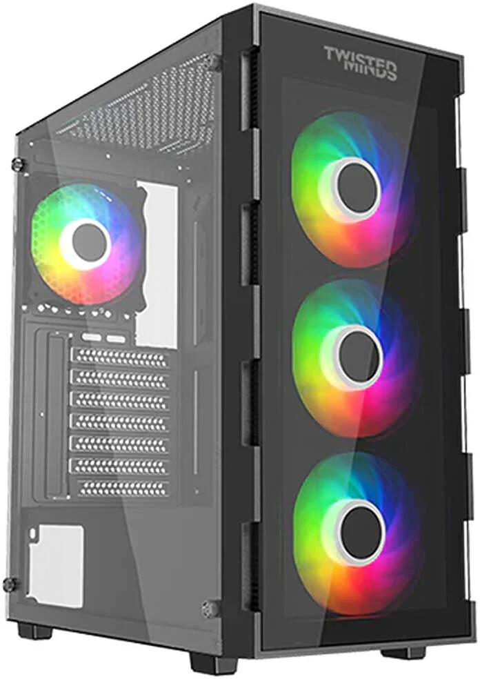 کیس کامپیوتر گیمینگ ATX مید تاور Twisted Minds Titan، پنل جلویی شیشه ای و پنل کناری شیشه حرارت دیده، 8 فن 120 میلی متری ARGB، قابلیت نصب رادیاتور تا 360 میلی متر، USB 3.0 USB Type-C, USB 1.0, HD، مشکی | TM-GM-III-B کیس کامپیوتر گیمینگ ATX مید تاور Twisted Minds Titan، پنل جلویی شیشه ای و پنل کناری شیشه حرارت دیده، 8 فن 120 میلی متری ARGB، قابلیت نصب رادیاتور تا 360 میلی متر، USB 3.0 USB Type-C, USB 1.0, HD، مشکی | TM-GM-III-B