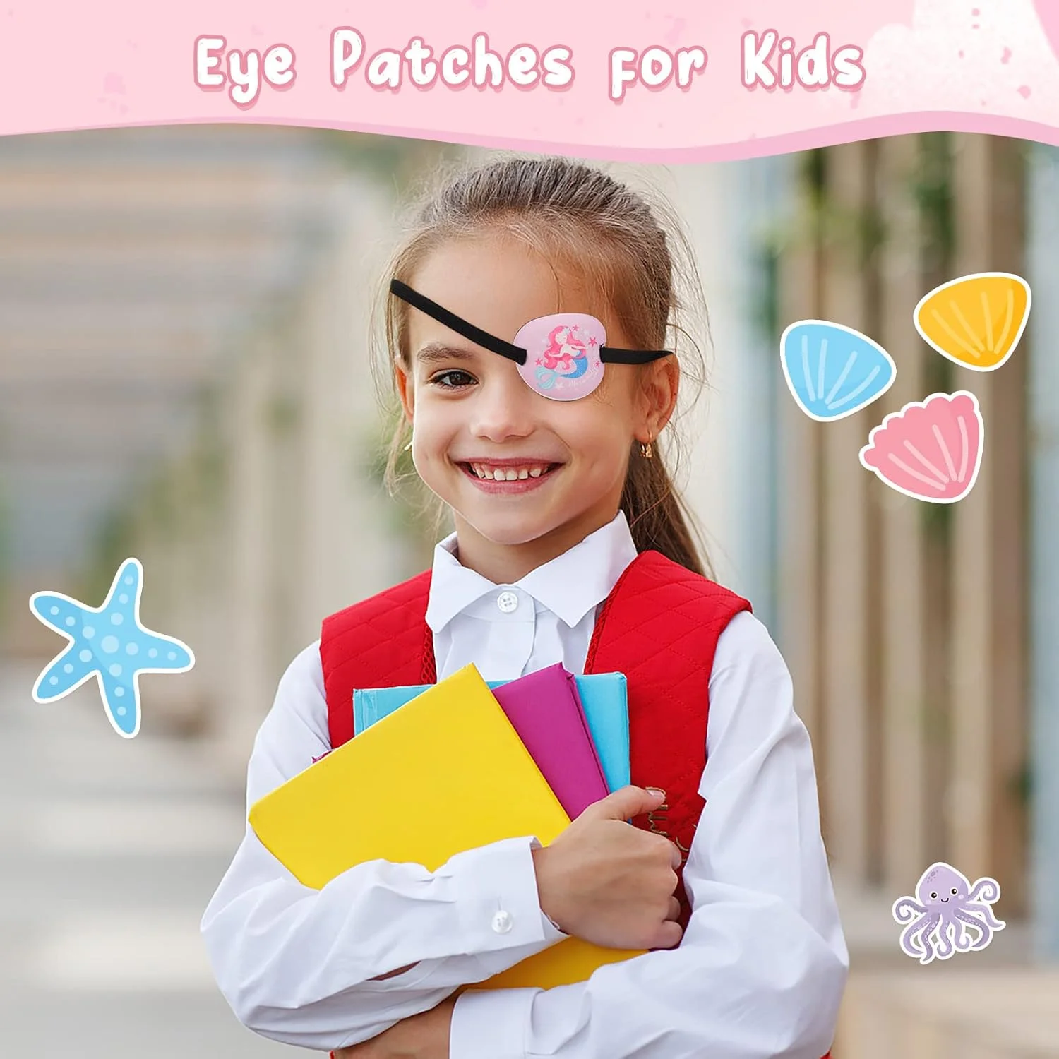 بسته 6 عددی پد چشم آمبلیوپی هایفوت برای کودکان، پد چشم ارتوپتیک طبی برای اصلاح انحراف چشم با سگک، پوشش چشمی عینک برای چشم تنبل کودکان