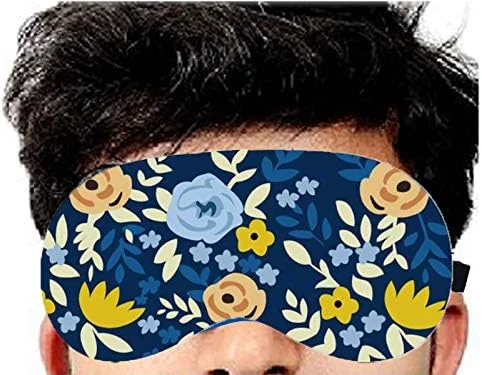 چشم بند مخملی فوق العاده نرم Lushomes برای مسافرت با محفظه ژلی برای بی خوابی، مدیتیشن و سیاهی دور چشم (2 عدد چشم بند و 2 عدد محفظه ژلی - بسته 4 عددی) (طرح گلدار)