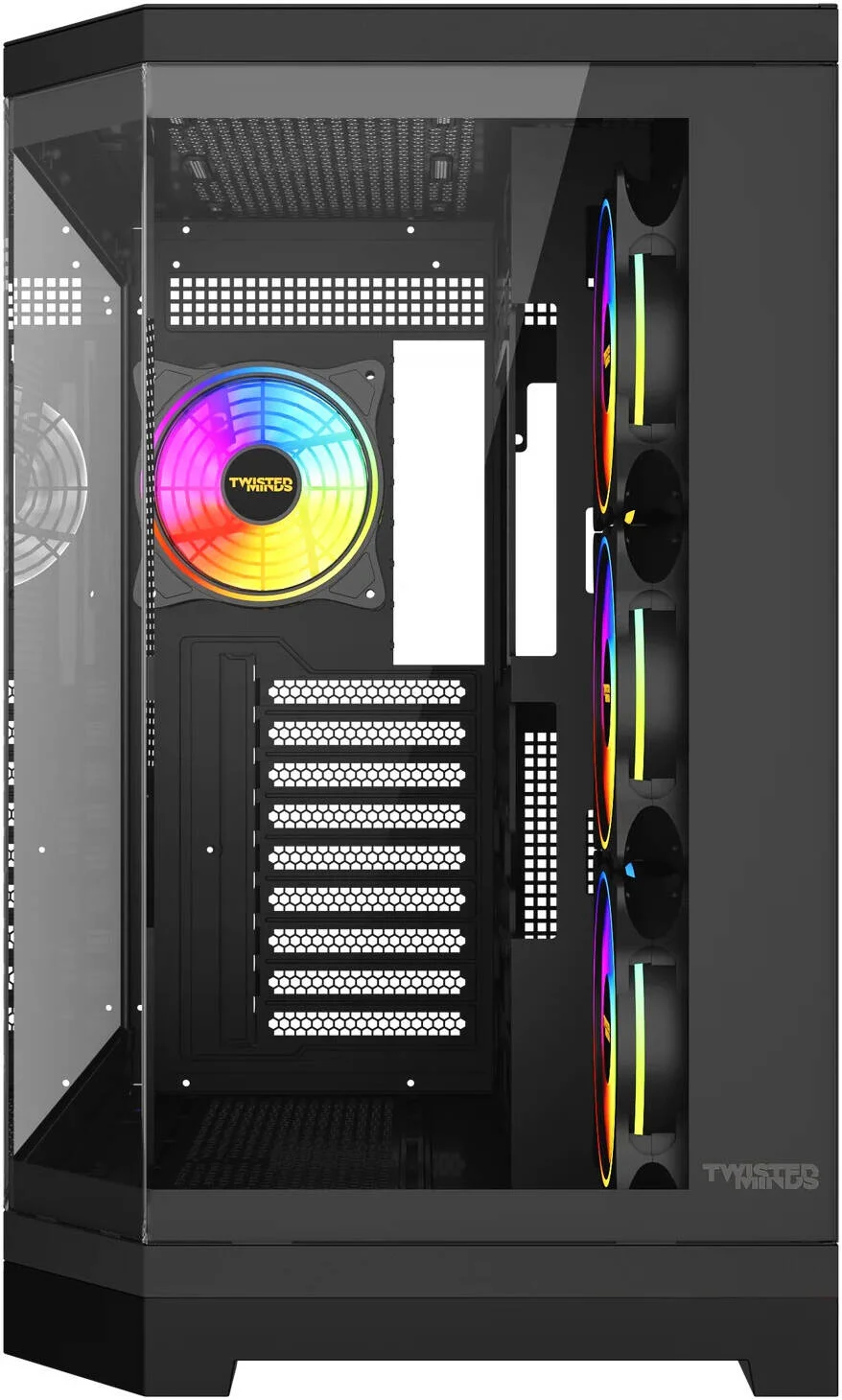 کیس کامپیوتر گیمینگ مید تاور Twisted Minds Vanguard، پشتیبانی از رادیاتور تا 360 میلیمتر، دارای 4 فن 120 میلیمتری از پیش نصب شده، مدیریت کابل، شیشه حرارت دیده با گیره + پنل فلزی با سوراخهای هوا، مشکی | TM-P285-B کیس کامپیوتر گیمینگ مید تاور Twisted Minds Vanguard، پشتیبانی از رادیاتور تا 360 میلیمتر، دارای 4 فن 120 میلیمتری از پیش نصب شده، مدیریت کابل، شیشه حرارت دیده با گیره + پنل فلزی با سوراخهای هوا، مشکی | TM-P285-B