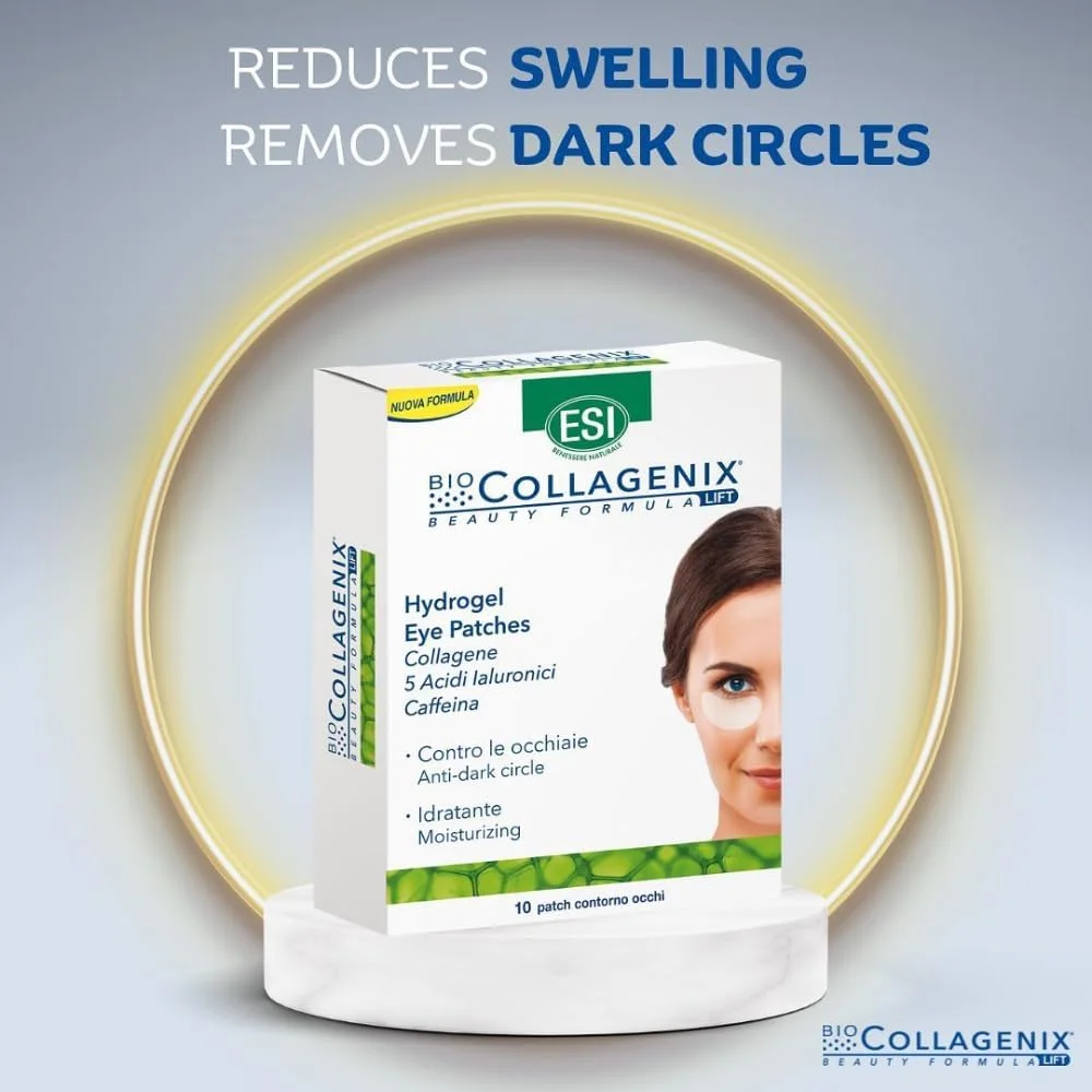 پدهای هیدروژل دور چشم برای سیاهی، پف و خطوط ریز | حاوی کلاژن دریایی، هیالورونیک اسید و کافئین | همراه با آینه جیبی تاشو رایگان برای مراقبت روزانه از چشم