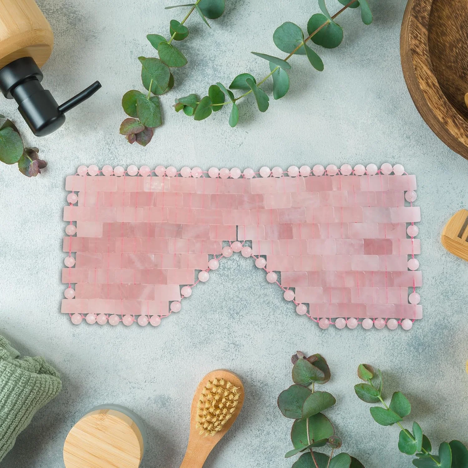 ماسک چشم رز کوارتز طبیعی Eurow Luxe با کیف مخملی، درمان گرم و سرد برای آرامش، پف، سردرد، کاهش استرس، سلامتی، روتین مراقبت از پوست، مدیتیشن و خواب