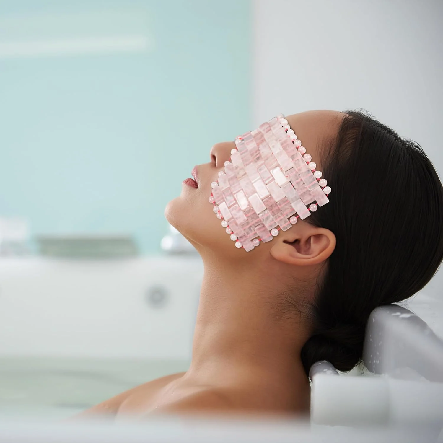 ماسک چشم رز کوارتز طبیعی Eurow Luxe با کیف مخملی، درمان گرم و سرد برای آرامش، پف، سردرد، کاهش استرس، سلامتی، روتین مراقبت از پوست، مدیتیشن و خواب