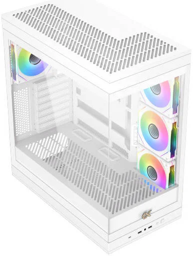کیس کامپیوتر Xigmatec Meta Arctic E-ATX، دارای 3 فن G20A Arctic Reverse و 1 فن G20A از پیش نصب شده، پشتیبانی از رادیاتور 360 میلی‌متری، 7 اسلات توسعه، 2 پنل شیشه‌ای حرارت دیده، فیلترهای گرد و غبار، سفید | EN45073