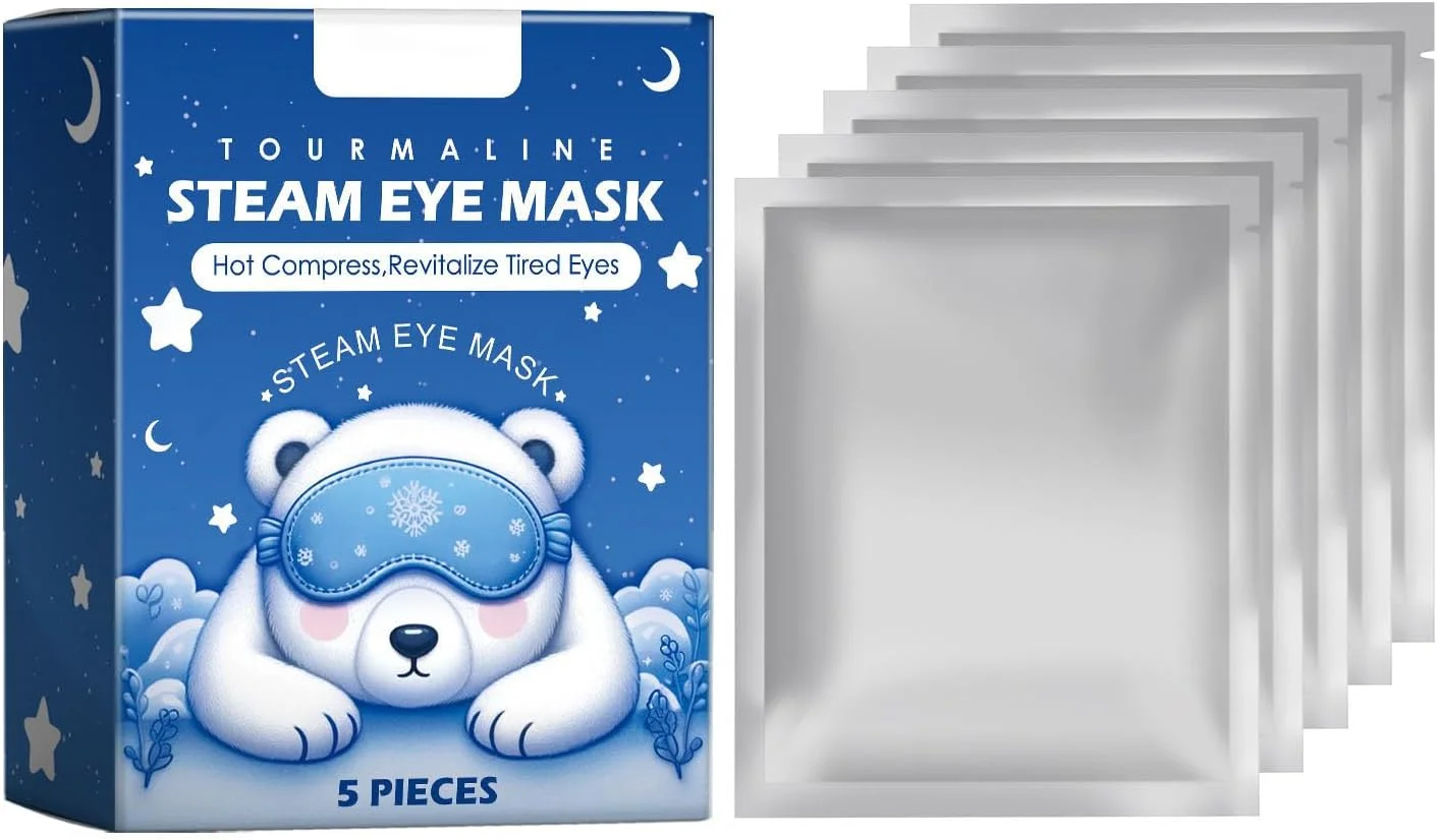 ماسک چشم بخار گرم یکبار مصرف، 5 عددی، بدون عطر، خود گرم شونده، کمپرس گرم مرطوب، تسکین دهنده خستگی چشم، کاهش پف و سیاهی دور چشم، ایده آل برای مسافرت و استراحت