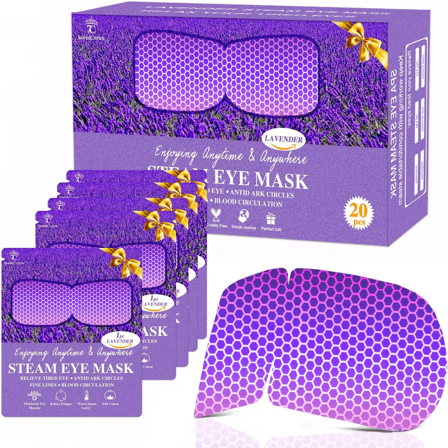 20 بسته ماسک چشم بخار اسطوخودوس، ماسک چشم گرم برای خشکی چشم و آرامش، کمپرس چشم خود گرم شونده برای خواب، اسپا، ملزومات سفر، هدیه کاهش استرس برای زنان و مردان، هدیه جوراب ساق بلند