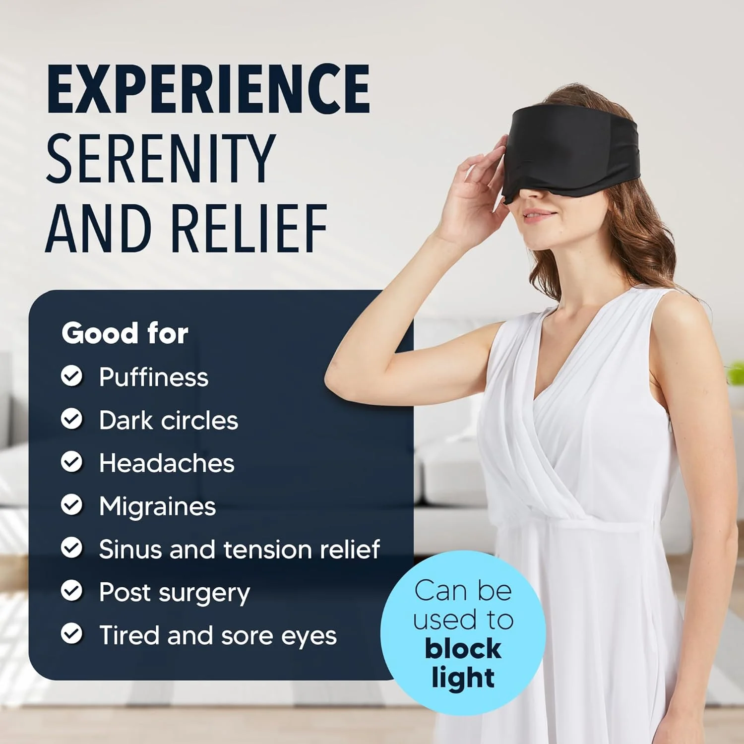 ماسک خنک کننده چشم برای پف کردگی - ماسک ژلی قابل استفاده مجدد - کمپرس یخ چشم برای میگرن، درد سینوس، چشم درد و درمان صورت - با بند قابل تنظیم