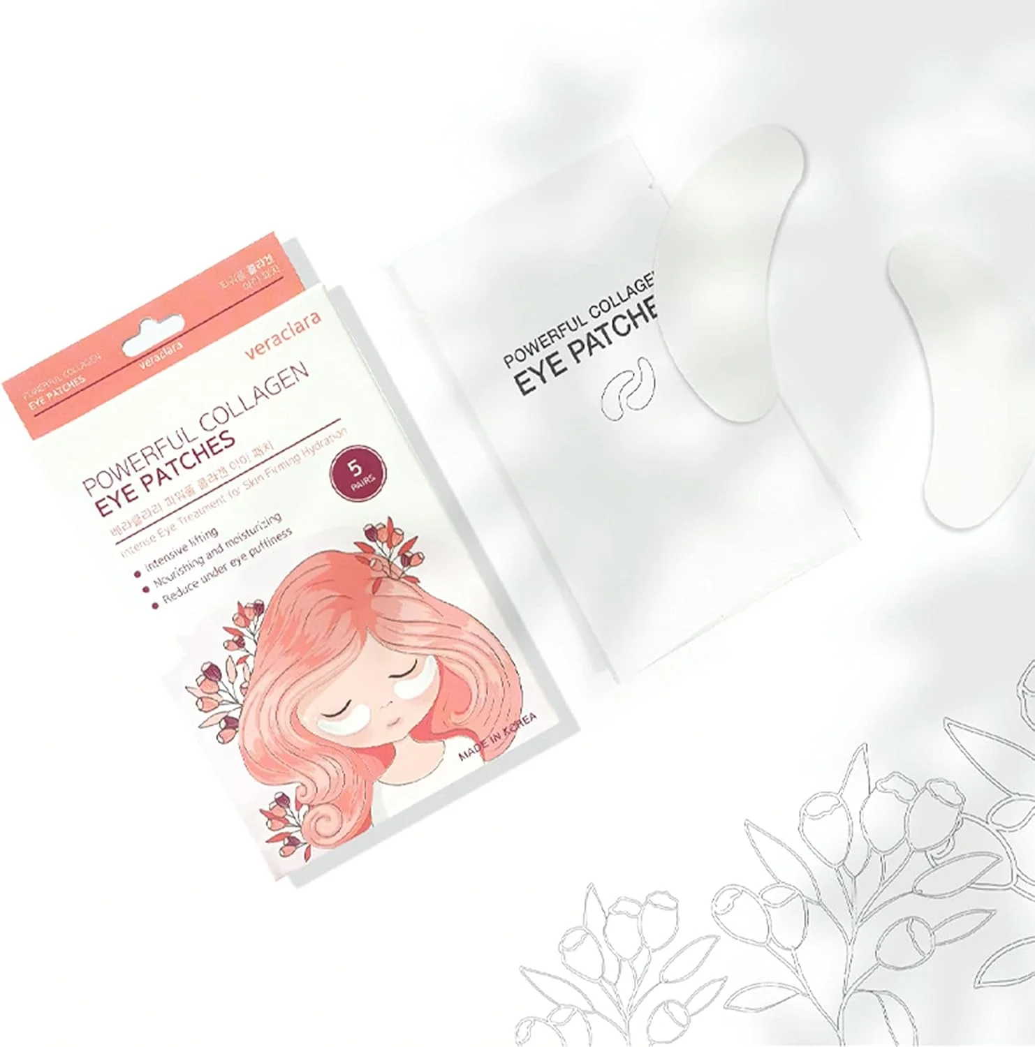 پد های قوی کلاژن دور چشم - 5 جفت - درمان پف و سیاهی دور چشم | کاهش چین و چروک زیر چشم، احیا و شاداب کننده پوست (1 بسته)