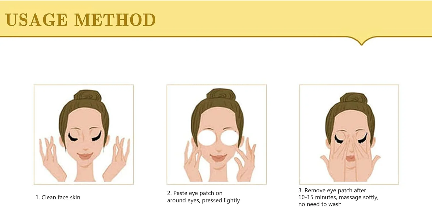 پدهای دور چشم گل اسمانتوس طلایی Fawoonu، 80 عدد در هر بطری، رفع خطوط ریز، پف و سیاهی دور چشم، مراقبت از چشم