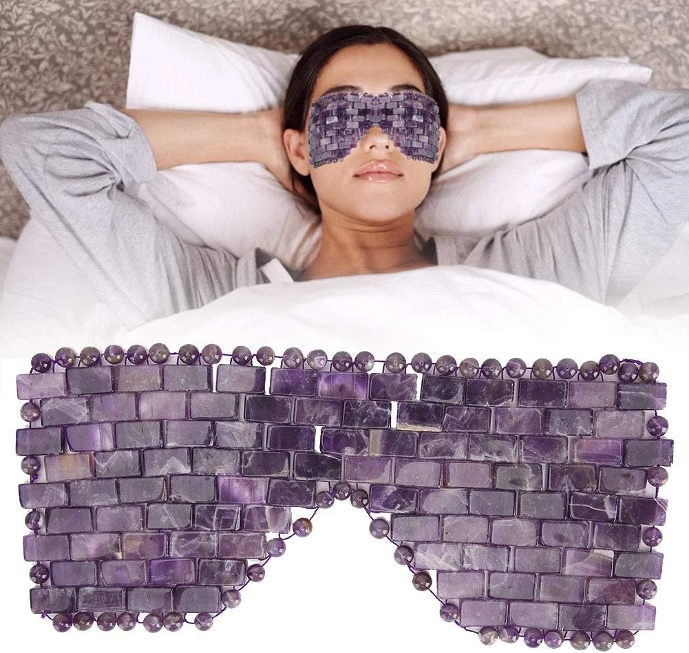 ماسک چشم یشم، ماسک چشم خنک کننده و ضد پیری با سنگ یشم، پوشش سرد چشم برای تسکین خستگی چشم (آمیتیست)
