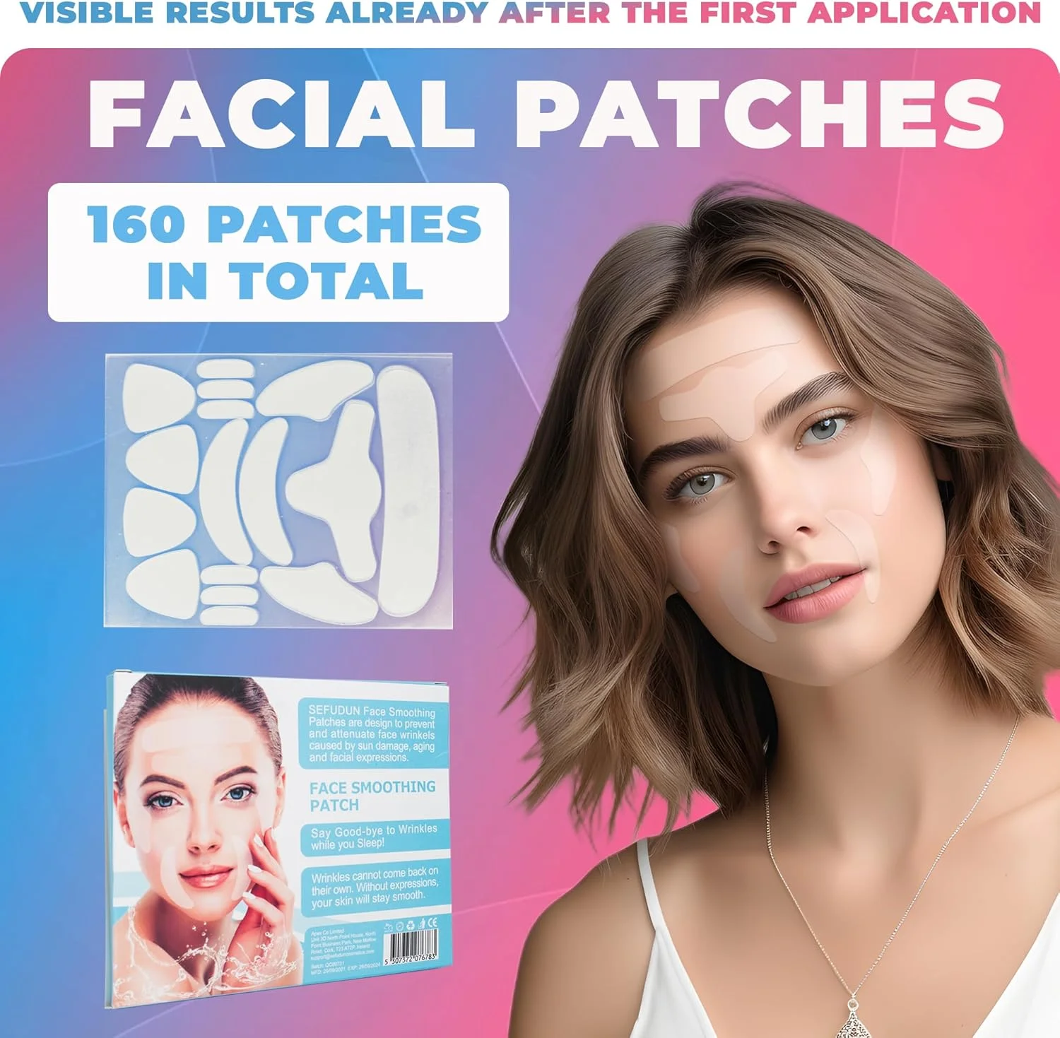 برچسب های صورت برای چروک. بسته 160 عددی نوارهای صورت در اشکال مختلف. برچسب های چروک قابل استفاده مجدد برای صاف کردن چروک های چشم، دهان و پیشانی. نوار نامرئی کاهش چروک صورت برای خانم ها