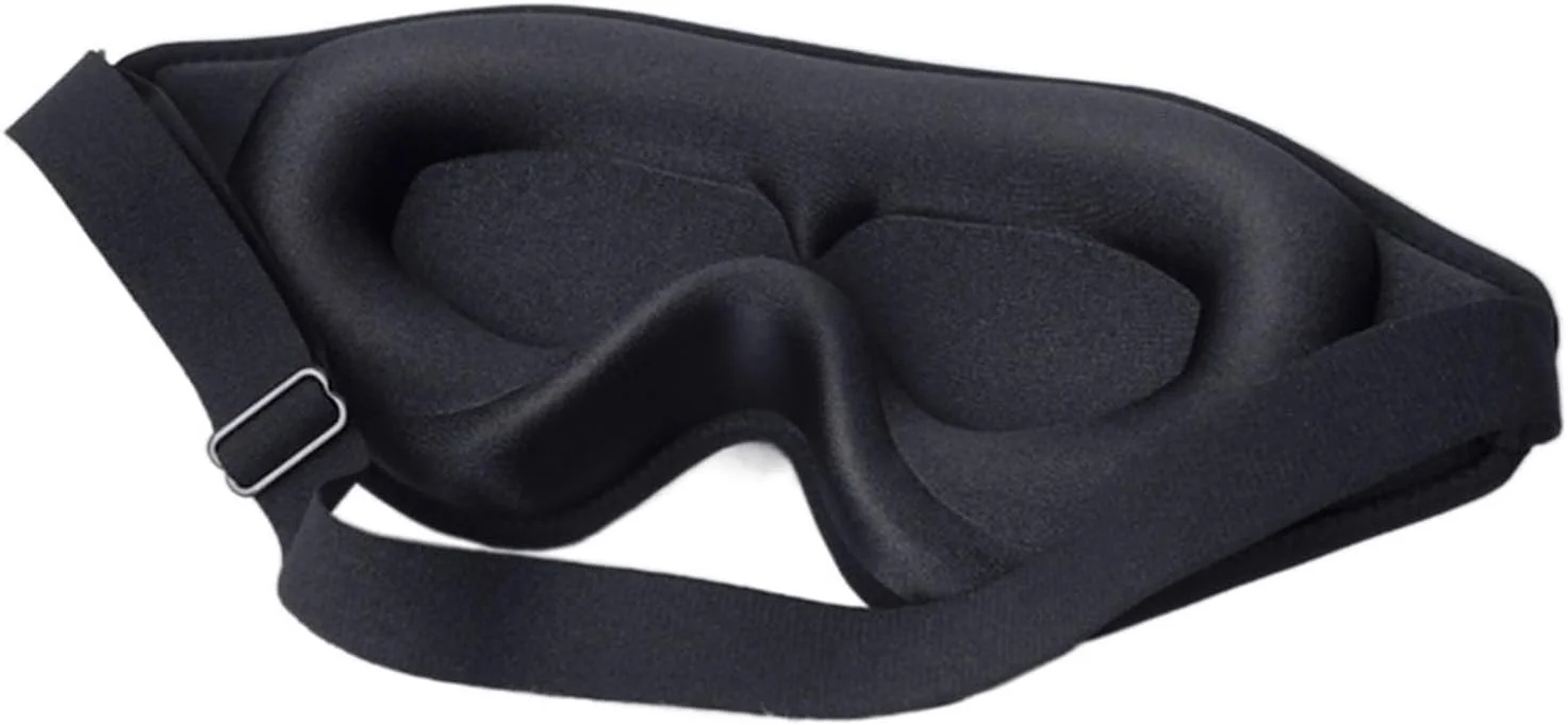 چشم بند خواب پنبه ای با فوم حافظه دار، پوشش نرم و مسدود کننده نور مناسب سفر، برای خواب راحت بانوان و آقایان (رنگ: مشکی)