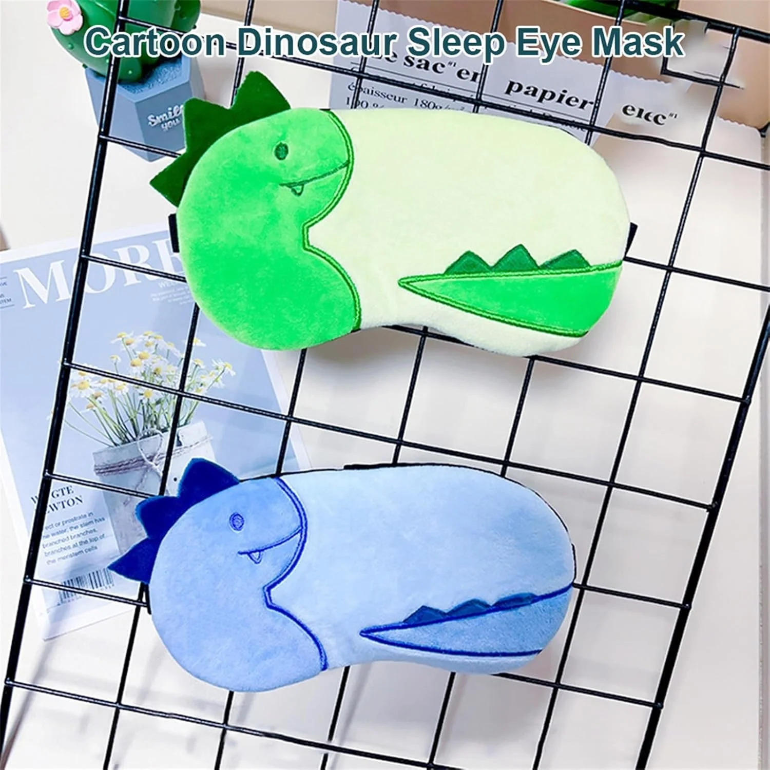 چشم بند خواب پولیشی طرح دار، پوشش چشم برای خواب شبانه، مسدود کننده نور، طرح دایناسور زیبا، مناسب برای مسافرت و استراحت (رنگ: آبی)