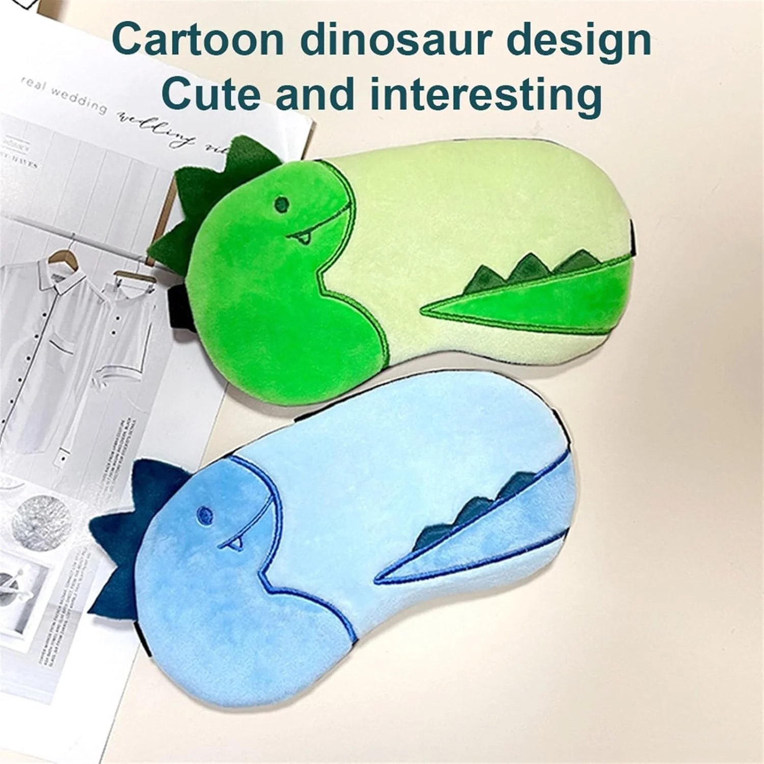 چشم بند خواب پولیشی طرح دار، پوشش چشم برای خواب شبانه، مسدود کننده نور، طرح دایناسور زیبا، مناسب برای مسافرت و استراحت (رنگ: آبی)