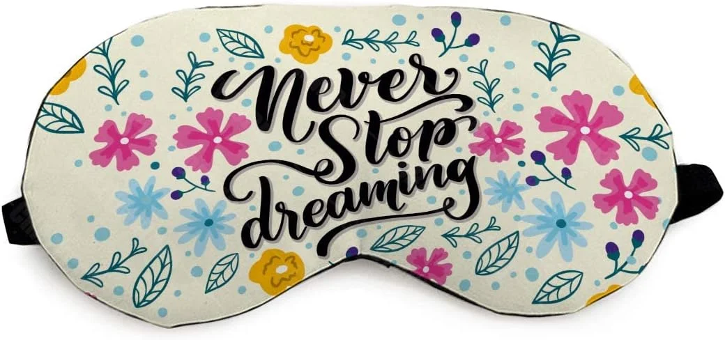 چشم بند خواب چاپی طرح "هرگز از رویاپردازی دست نکشید" برای استراحت/مدیتیشن/خواب/مسافرت برای دوست پسر/مردان/همسر (19 * 10 سانتی متر) | پوشش چشم/چشم بند راحت و نرم