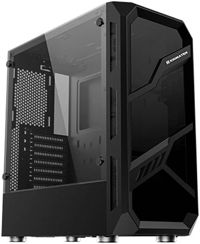 کیس گیمینگ مید تاور Xigmatek Lamiya RGB، جنس بدنه فولادی، پشتیبانی از خنک کننده مایع تا 240 میلی متر، پشتیبانی از 6 فن، شیشه حرارت دیده در قسمت جلو و سمت چپ، فیلترهای گرد و غبار قابل جابجایی، مشکی | EN48113