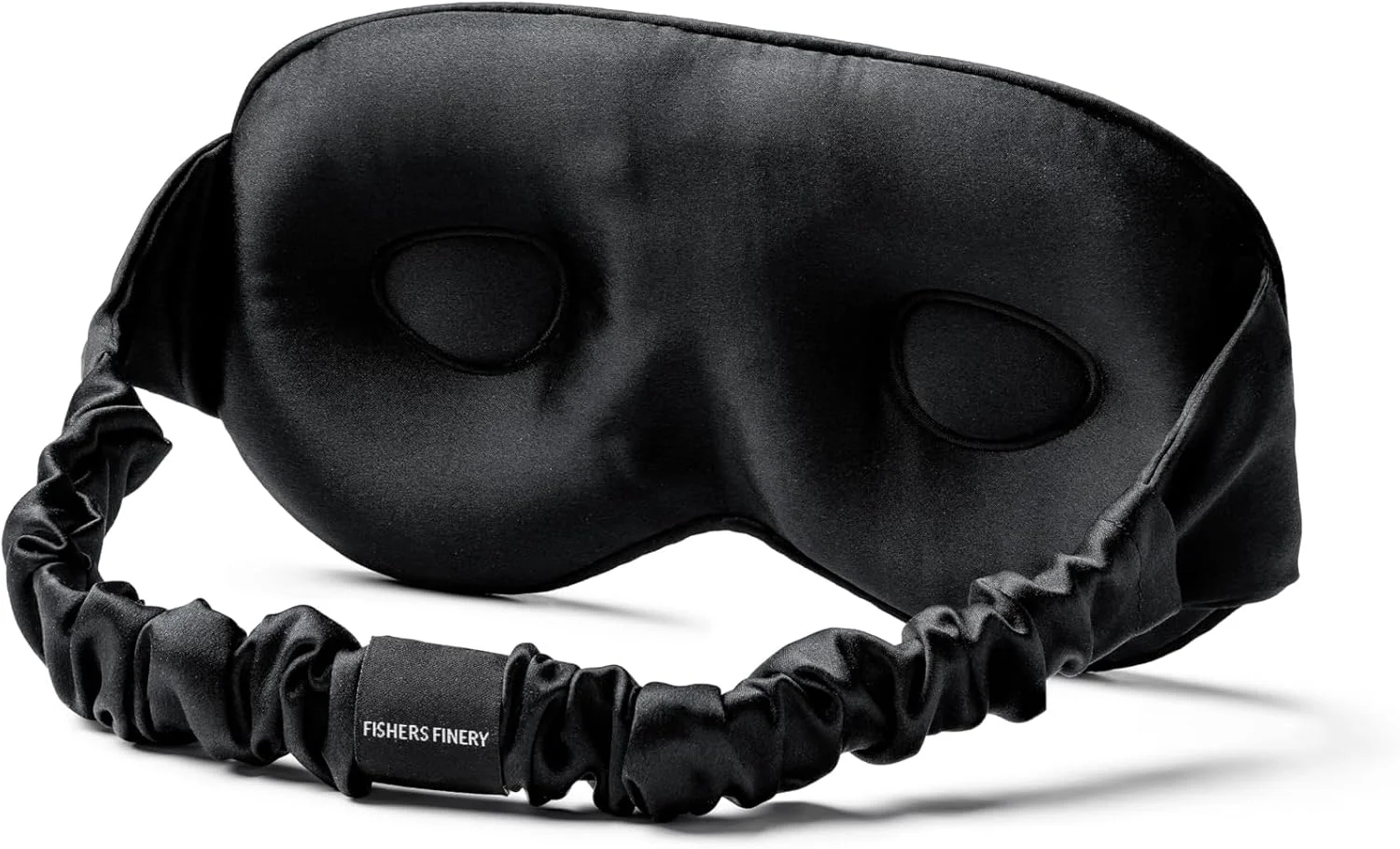 ماسک خواب سه بعدی ابریشم خالص توت 25 Momme Fishers Finery - ماسک چشم مسدود کننده نور - نرم و راحت روی پوست، مناسب برای اکستنشن مژه - مدل جدید و بهبود یافته (مشکی)