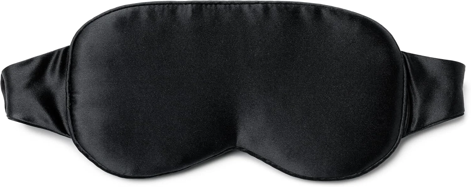 ماسک خواب سه بعدی ابریشم خالص توت 25 Momme Fishers Finery - ماسک چشم مسدود کننده نور - نرم و راحت روی پوست، مناسب برای اکستنشن مژه - مدل جدید و بهبود یافته (مشکی)