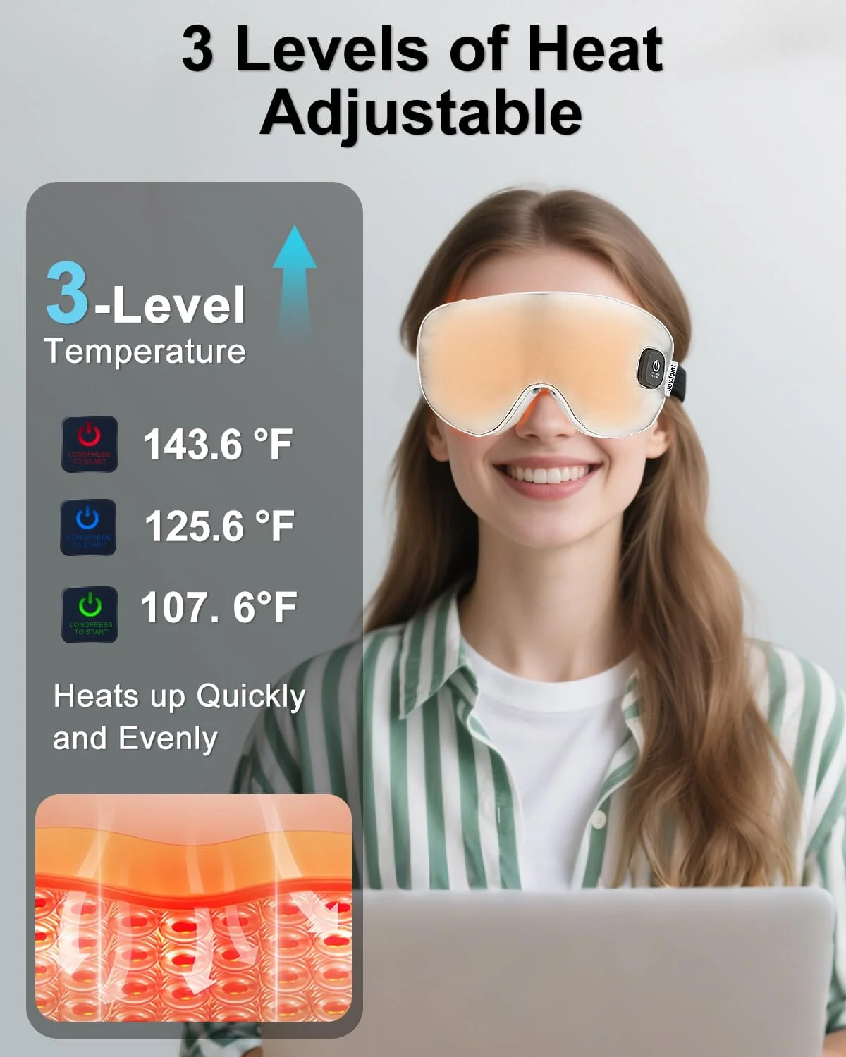 ماسک چشم گرمایشی - ماسک چشم بدون سیم برای خشکی چشم، تسکین چشم، بهبود خواب، قابل شارژ، روکش قابل شستشو، پد گرم کننده چشم برای مسافرت