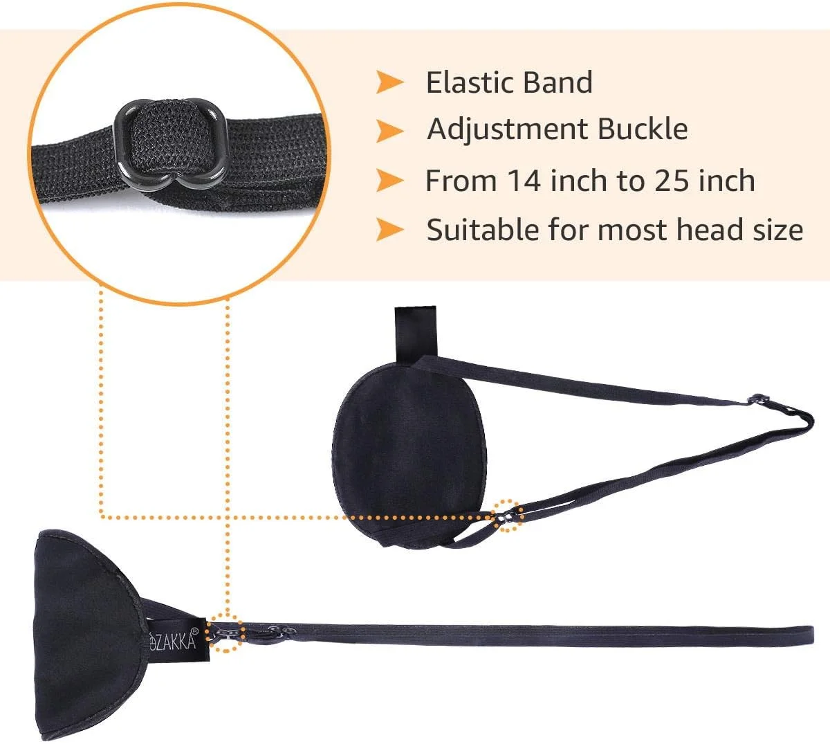 چشم بند ابریشمی eZAKKA برای بزرگسالان، 2 عدد چشم بند الاستیک برای آمبلیوپی و استرابیسم (M، آبی + مشکی)