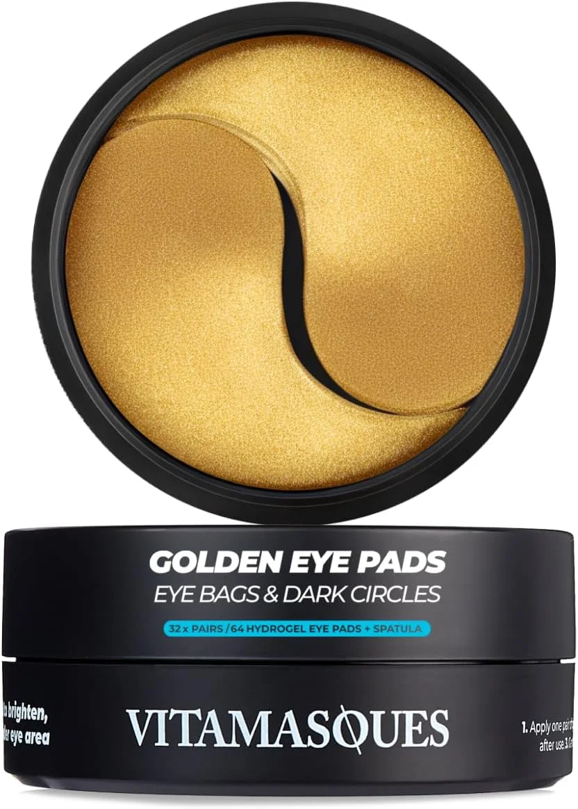 پدهای هیدروژل طلایی ویتاماسک برای زیر چشم، کاهش پف و تیرگی – شاداب کننده در 15 دقیقه - فرموله شده در کره - 32 جفت / 64 پد هیدروژل زیر چشم