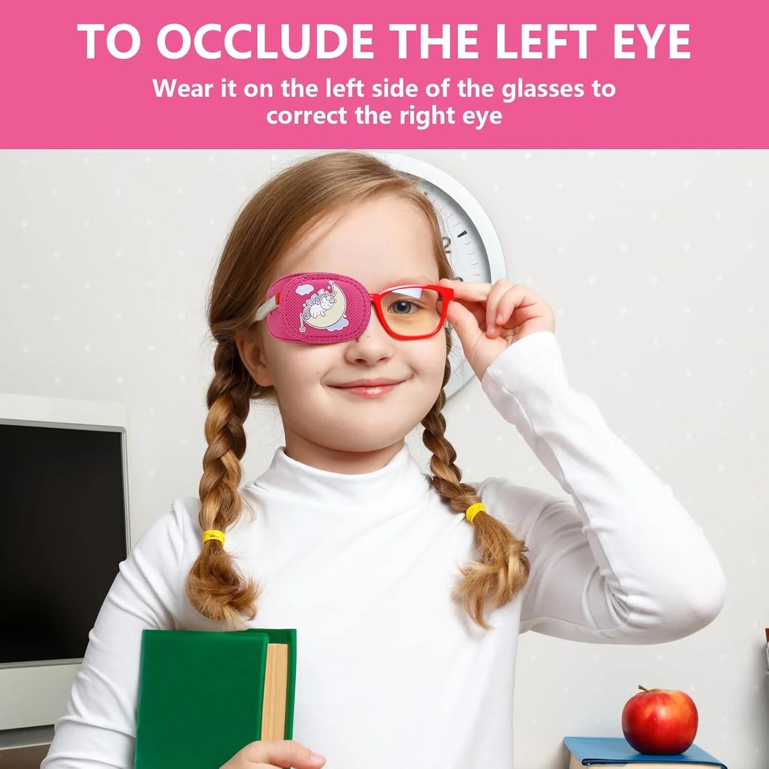 چشم بند طبی بچه گانه Hifot، بسته 6 عددی، چشم بند چندبار مصرف برای عینک، مناسب برای درمان تنبلی چشم، استرابیسم و آمبلیوپی، دخترانه و پسرانه، چشم بند نرم