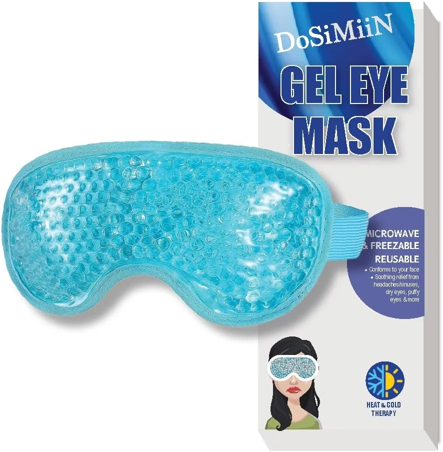 ماسک چشم ژله ای سرد و گرم برای خشکی چشم، حلقه های تیره، رفع استرس، میگرن، کمپرس یخ چشم، قابل استفاده مجدد، ماسک کمپرس، کیسه نگهداری مناسب (ماسک چشم آبی)