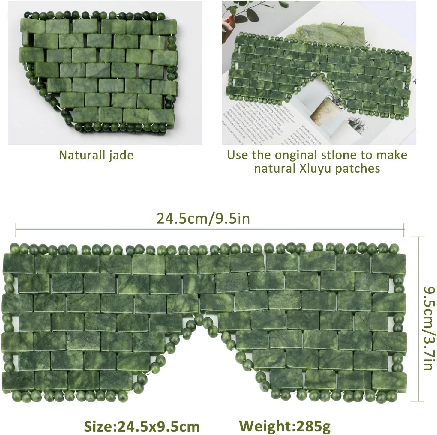ماسک چشم یشم Ideayard، ماسک سنگی صورت سبز طبیعی قابل استفاده مجدد برای رفع چین و چروک و پف