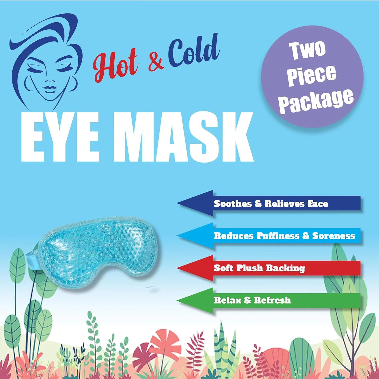 ماسک چشم ژله ای سرد و گرم برای خشکی چشم، حلقه های تیره، رفع استرس، میگرن، کمپرس یخ چشم، قابل استفاده مجدد، ماسک کمپرس، کیسه نگهداری مناسب (ماسک چشم آبی)