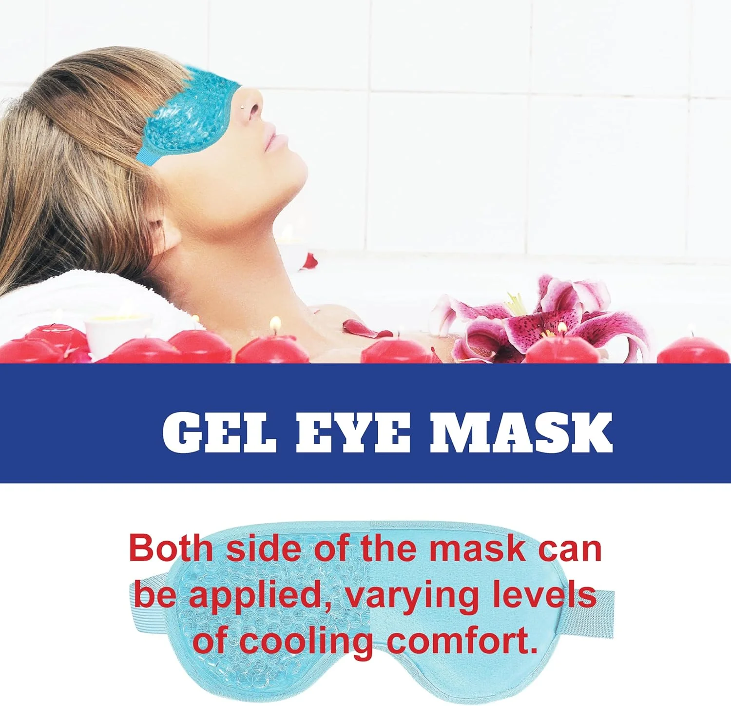 ماسک چشم ژله ای سرد و گرم برای خشکی چشم، حلقه های تیره، رفع استرس، میگرن، کمپرس یخ چشم، قابل استفاده مجدد، ماسک کمپرس، کیسه نگهداری مناسب (ماسک چشم آبی)
