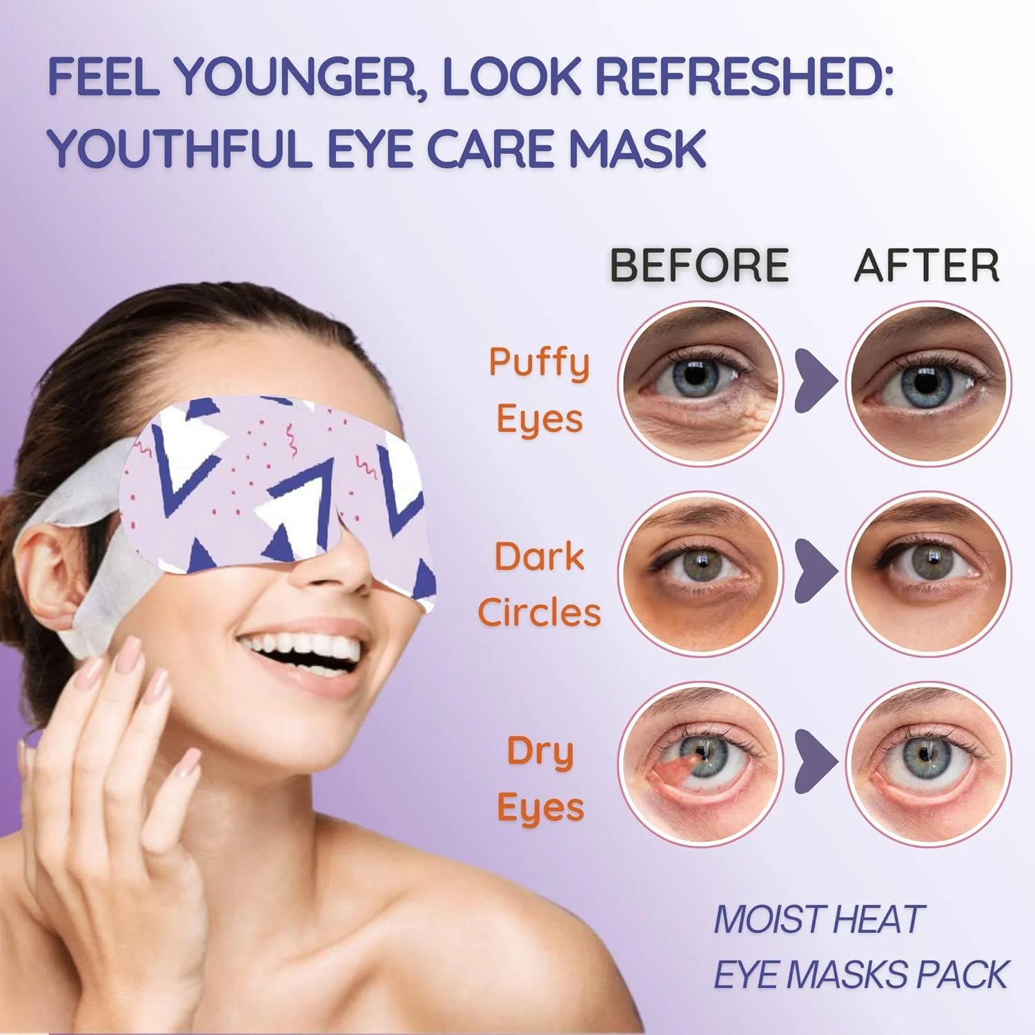 ماسک چشم بخار برای رفع سیاهی دور چشم و خشکی چشم، ماسک خواب خود گرم شونده مناسب مسافرت برای پف چشم، لذت بردن از مراقبت آرامش بخش چشم (اسطوخودوس)