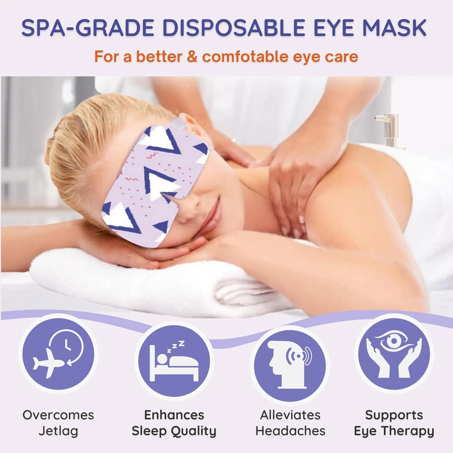 ماسک چشم بخار برای رفع سیاهی دور چشم و خشکی چشم، ماسک خواب خود گرم شونده مناسب مسافرت برای پف چشم، لذت بردن از مراقبت آرامش بخش چشم (اسطوخودوس)