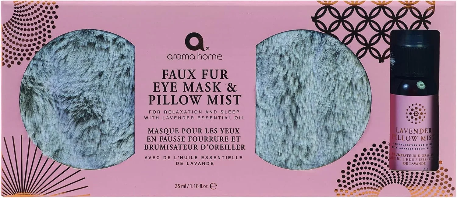 ست چشم بند خز خاکستری و اسپری بالش مایا گیفتز