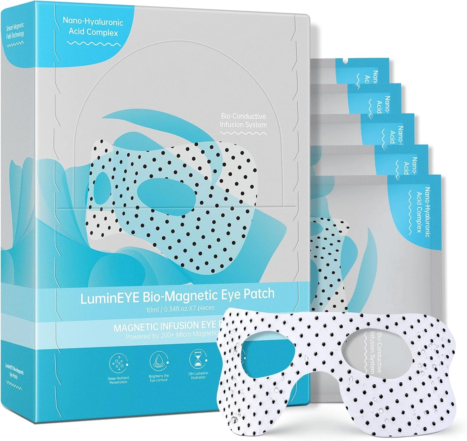 پدهای مراقبت از چشم با فناوری مغناطیسی، ضد تیرگی و کاهش پف، ضد چروک و مرطوب کننده 24 ساعته برای کرم روز (بسته 7 عددی)