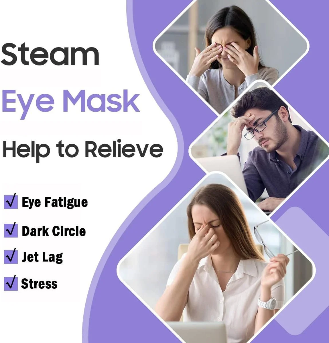 ماسک چشم بخار HIQUAY، 10 عددی، ماسک چشم برای سیاهی دور چشم، کمپرس گرم خود گرم شونده، ماسک چشم خواب یکبار مصرف، ماسک چشم خواب برای رفع خستگی چشم - اسطوخودوس