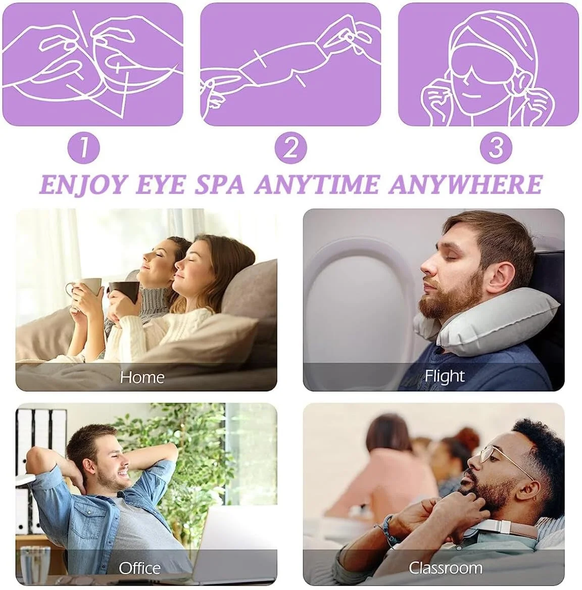 ماسک چشم بخار HIQUAY، 10 عددی، ماسک چشم برای سیاهی دور چشم، کمپرس گرم خود گرم شونده، ماسک چشم خواب یکبار مصرف، ماسک چشم خواب برای رفع خستگی چشم - اسطوخودوس