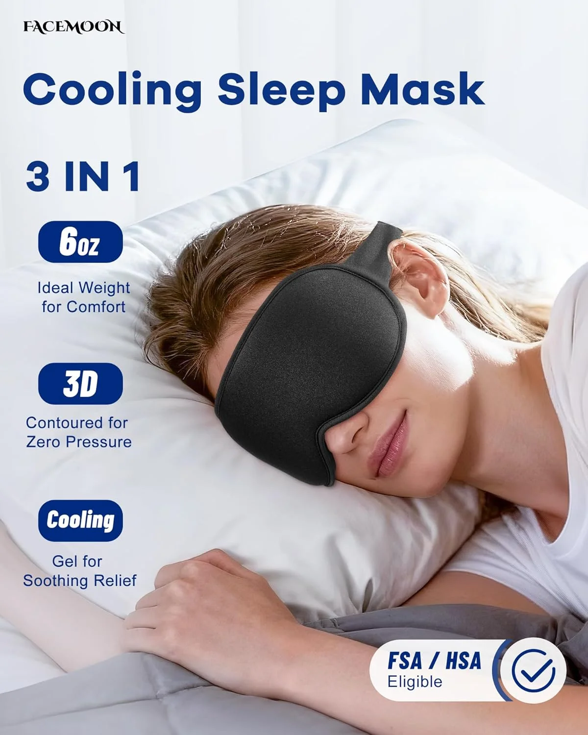 ماسک خواب ژلی خنک کننده سه بعدی برای زنان و مردان - ماسک چشم وزنی 170 گرمی برای خواب، تاریکی 100٪، ژل فوق العاده خنک، تسکین میگرن و سردرد، مراقبت از چشم، آرامش عمیق، ملزومات سفر هوایی، هدیه