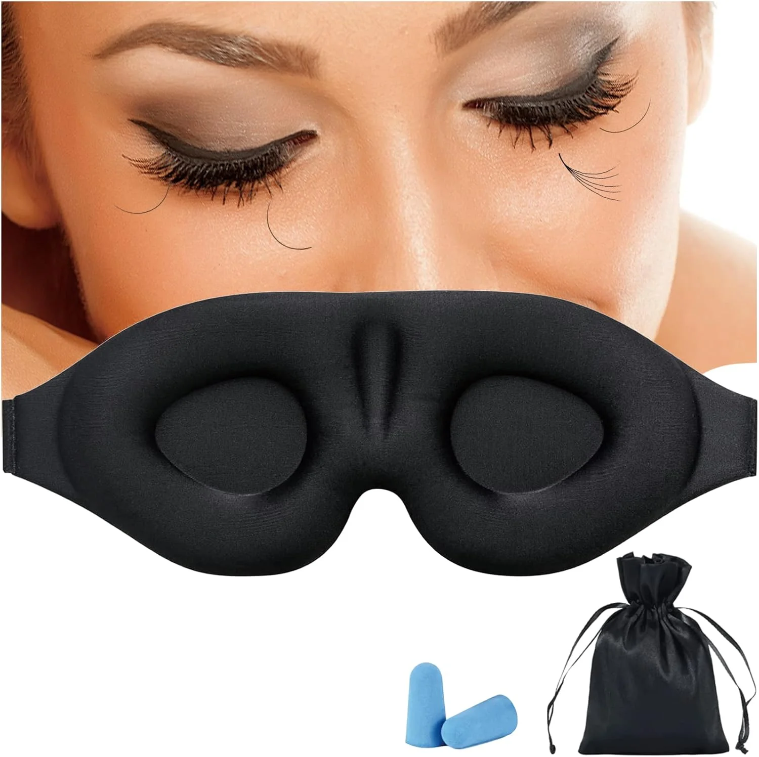 ماسک خواب سه بعدی چشم مشکی برای اکستنشن مژه