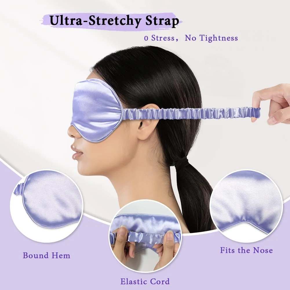 ماسک چشم خنک کننده و ماسک چشم ابریشمی 4 عددی بنفش