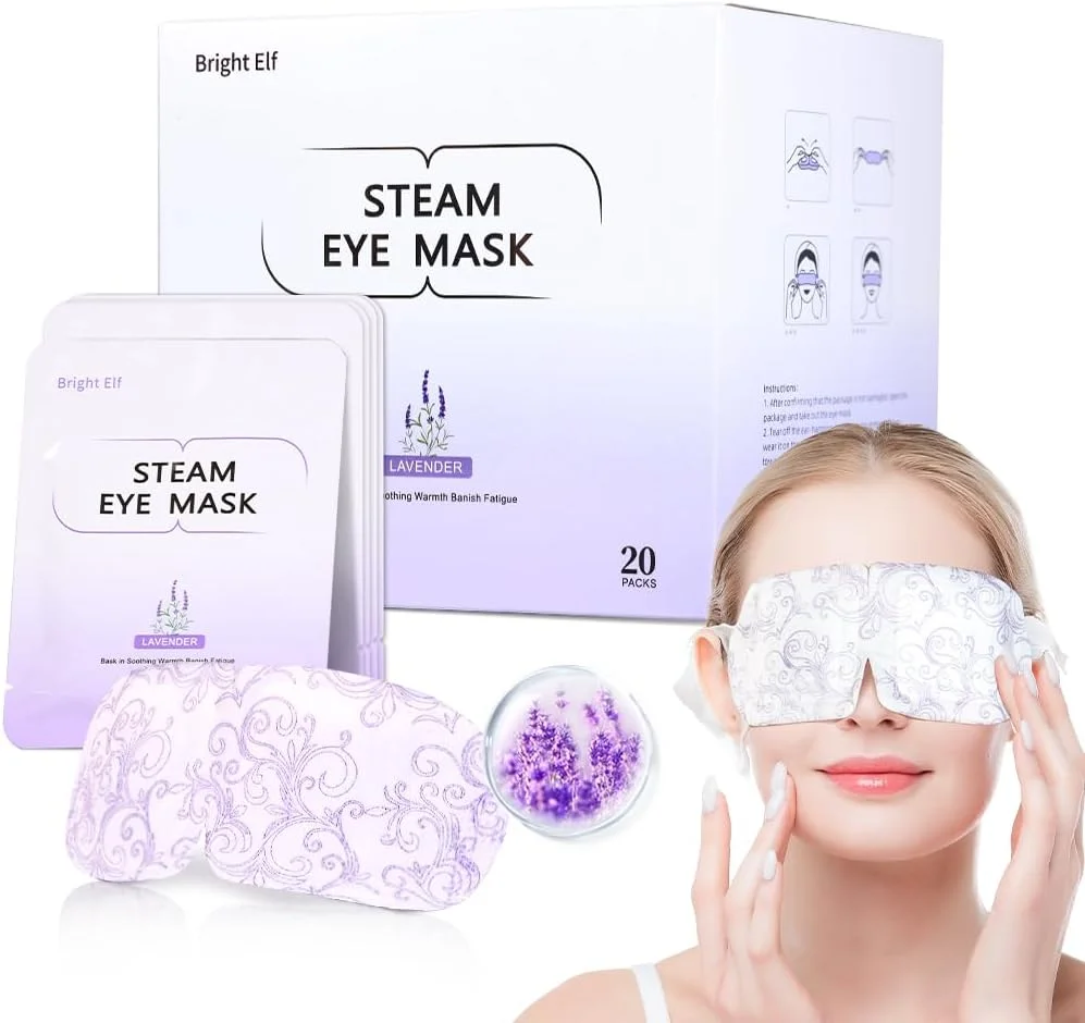 20 عدد ماسک چشم بخار برای خشکی چشم، ماسک گرم چشم اسپا، ماسک خواب گرم برای رفع خستگی چشم، پدهای کمپرس گرم مرطوب یکبار مصرف برای خواب، هدیه رفع استرس (اسطوخودوس)