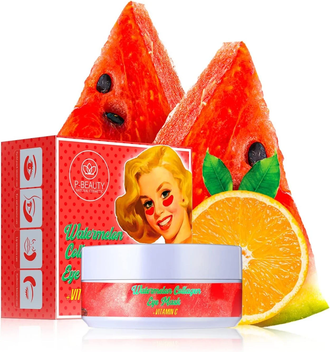 ماسک دور چشم P-Beauty با عصاره هیالورونیک و هندوانه، بسته 60 عددی - پدهای دور چشم برای رفع تیرگی، ضد چروک، ضد پیری و مرطوب کننده - پدهای ژلی کلاژن - پدهای خنک کننده دور چشم برای انواع پوست