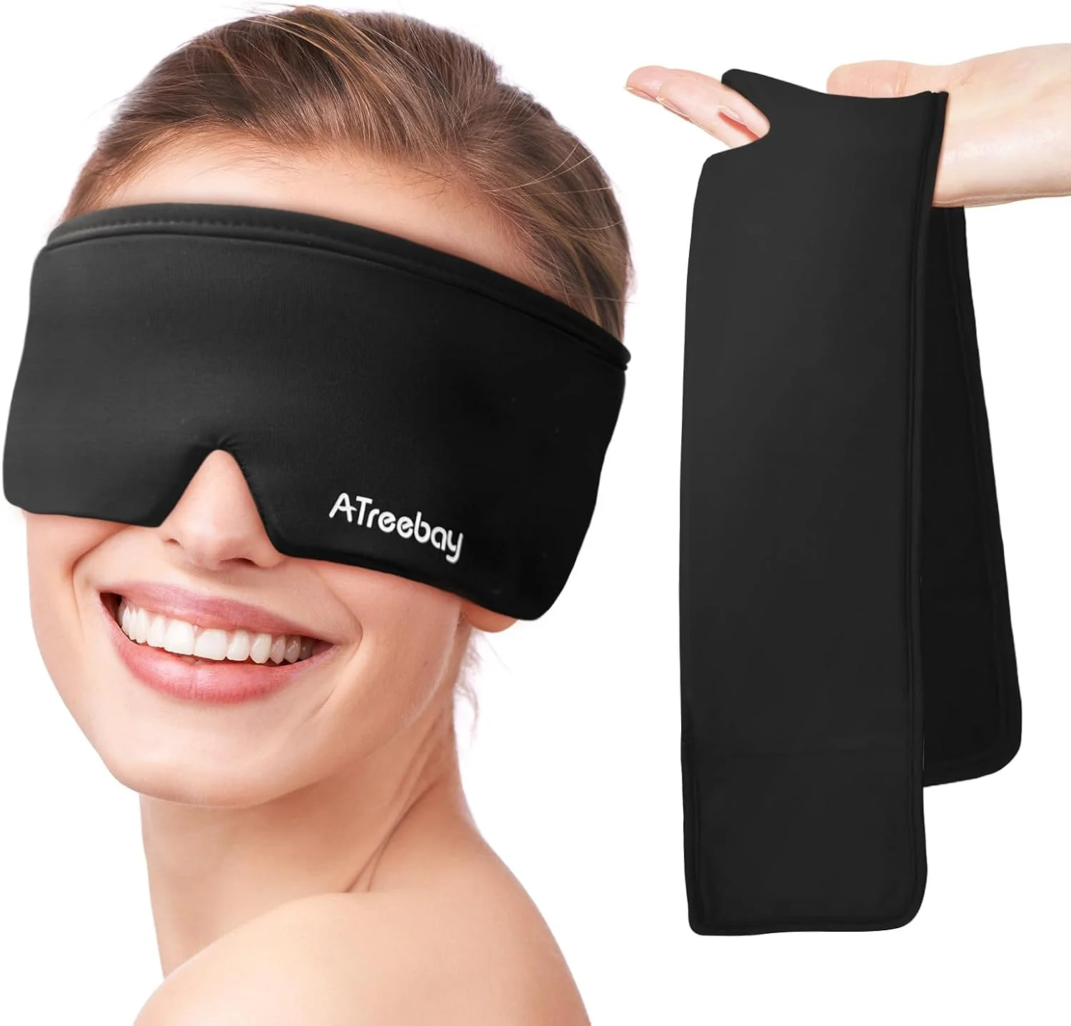 ماسک چشم خنک کننده برای پف کردگی، ماسک چشم سرد برای پف، ماسک چشم یخی قابل استفاده مجدد برای حلقه های تیره و چشم های پف کرده، تسکین میگرن و سردرد با ماسک چشم ژلی، راحتی طولانی مدت، مشکی