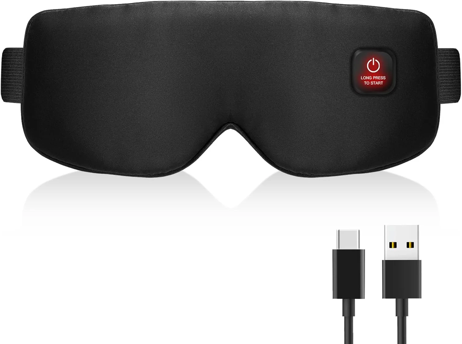 ماسک چشم گرمایشی بی سیم برای خشکی چشم، پد گرم کننده چشم USB، قابل شارژ، ابریشم واقعی، ماسک خواب برای آقایان و بانوان، کمپرس گرم چشم برای تسکین التهاب پلک، شالازیون - مشکی