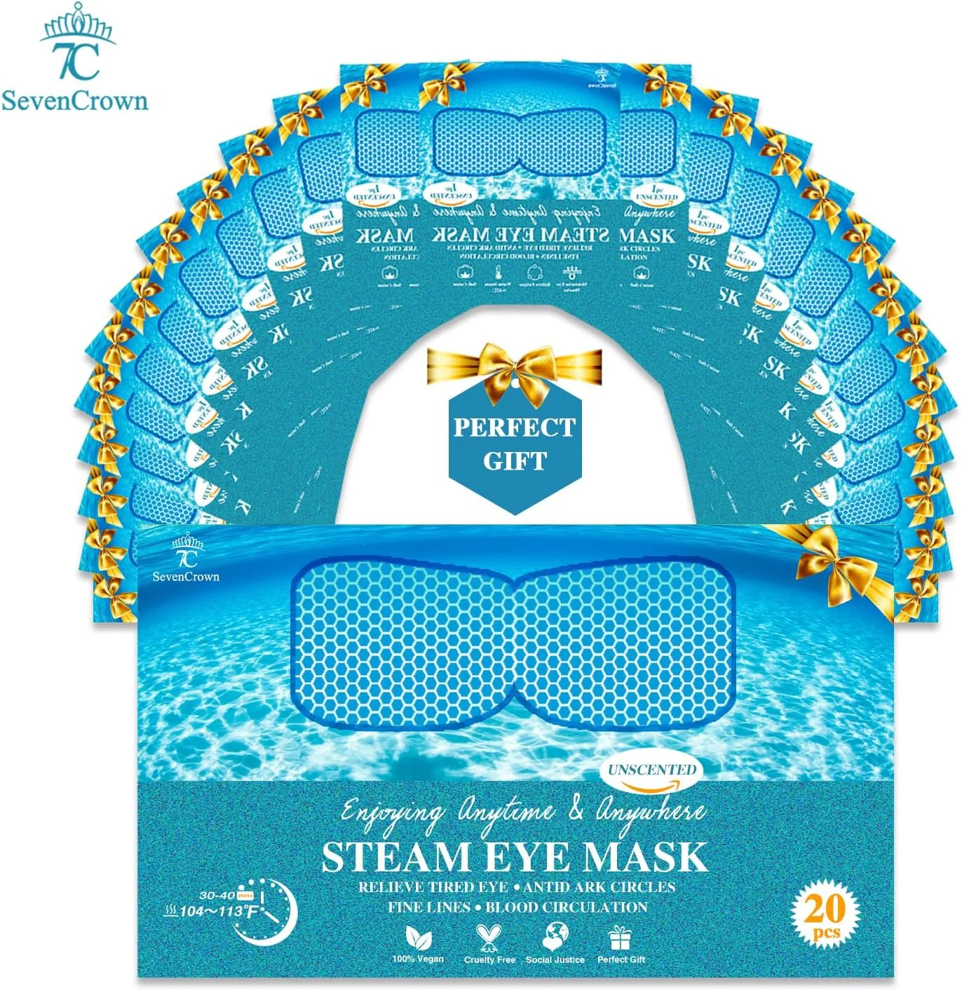 ماسک چشم بخار برای ملزومات سفر، ماسک خواب بدون عطر کمپرس گرم برای چشم، ماسک چشم گرم برای کاهش پف و سیاهی دور چشم و خواب آرام، هدیه های آرامش بخش اسپا برای مراقبت از خود برای زنان 20 عدد